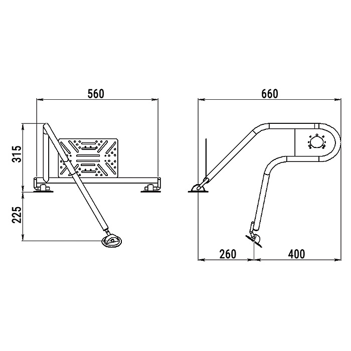 Стойка рулевая с креплением на баллон надувной лодки 25мм в Краснодаре