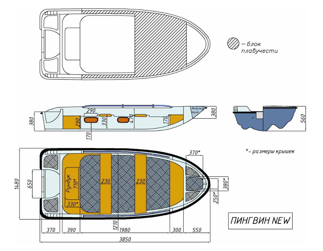 Стеклопластиковая лодка Пингвин New (тримаран) в Краснодаре