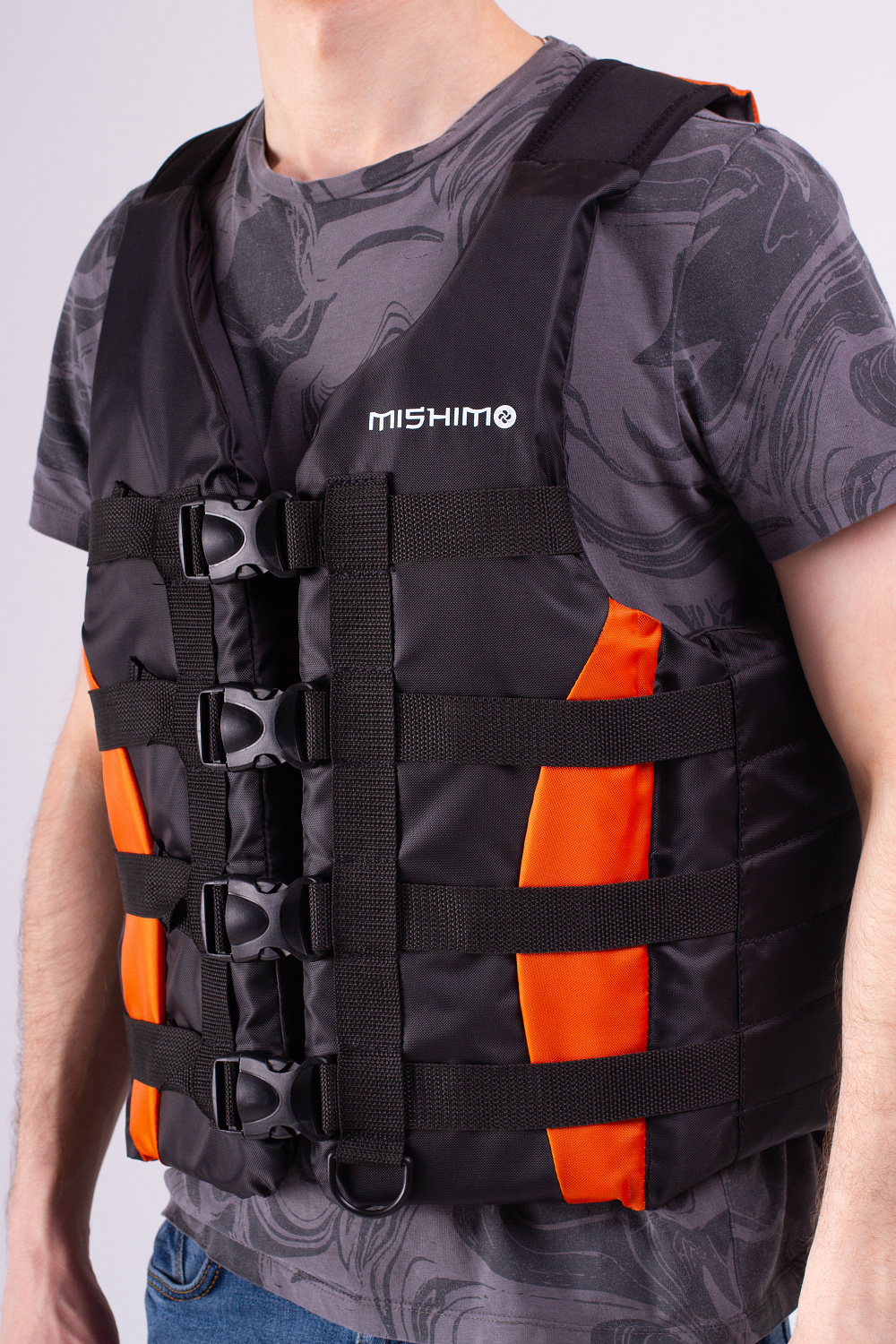 Жилет спасательный MISHIMO PRO Премиум качества Черно-оранжевый в Краснодаре